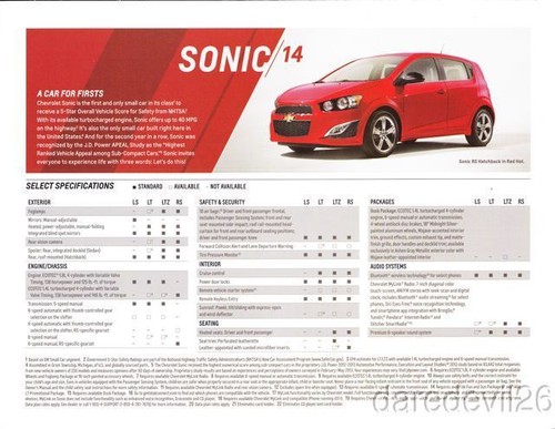 Scheda informativa chevy sonic - scheda,